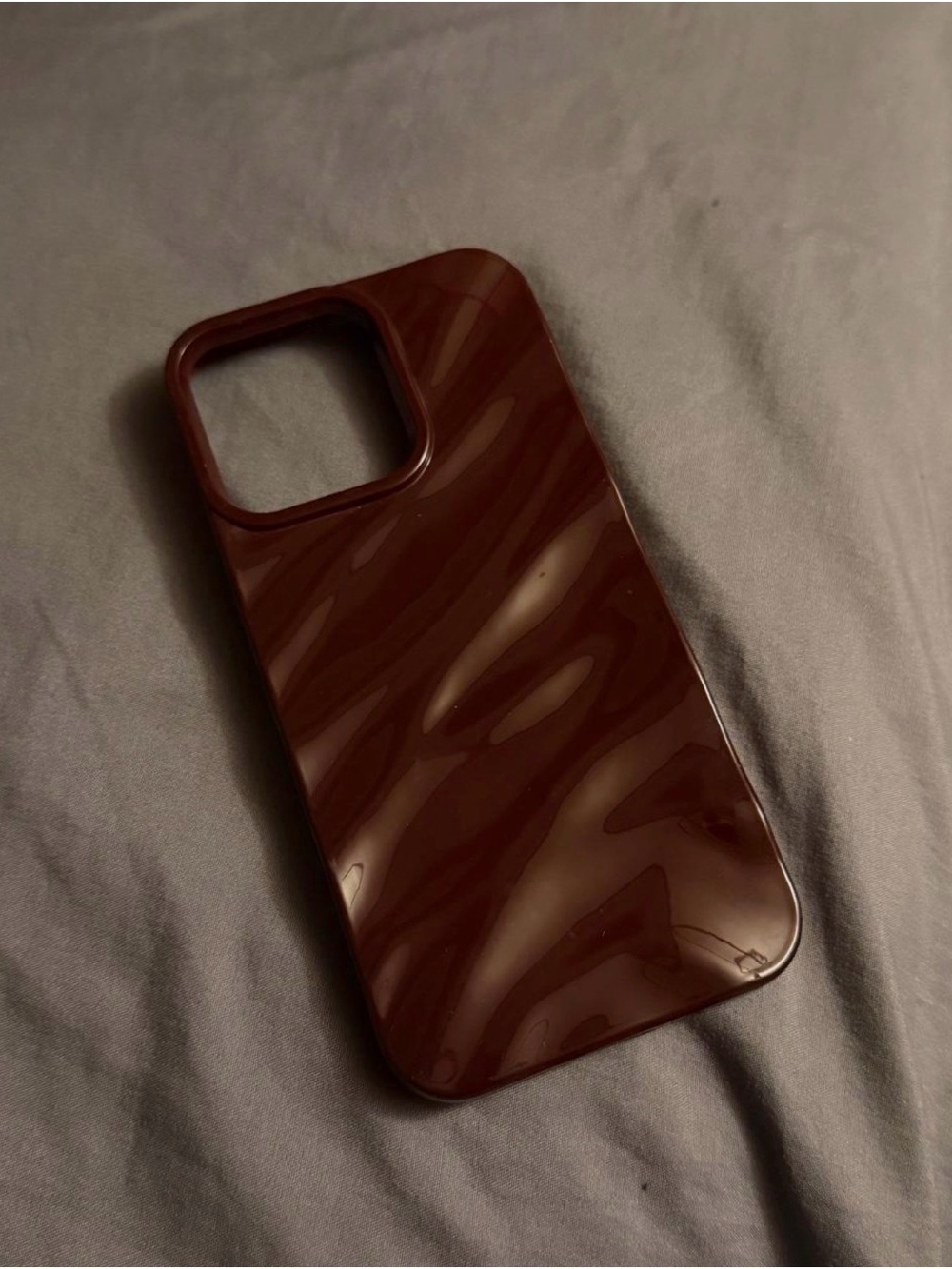 Sleek Burgundy Protective Phone Case for iPhone - Wave Texture
